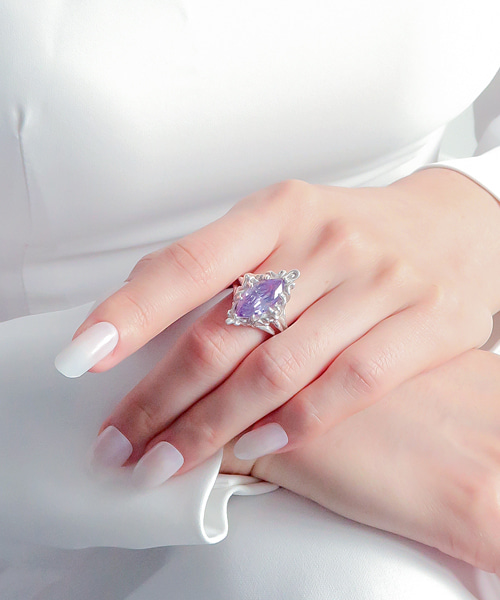 Lavender marquise silver ring