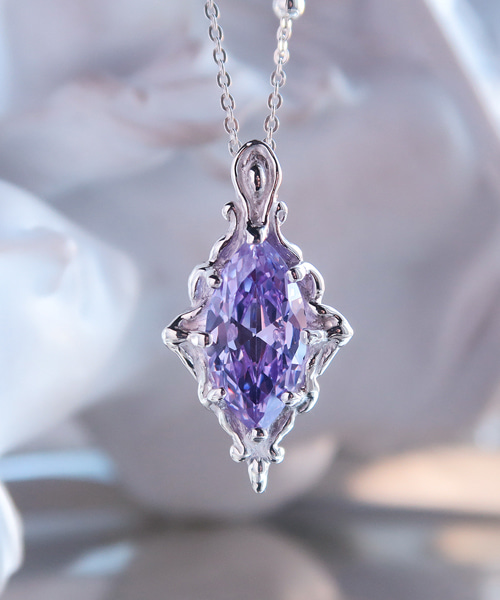 Lavender marquise silver necklace