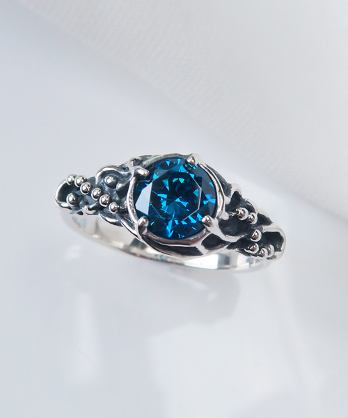 Blue blood silver ring