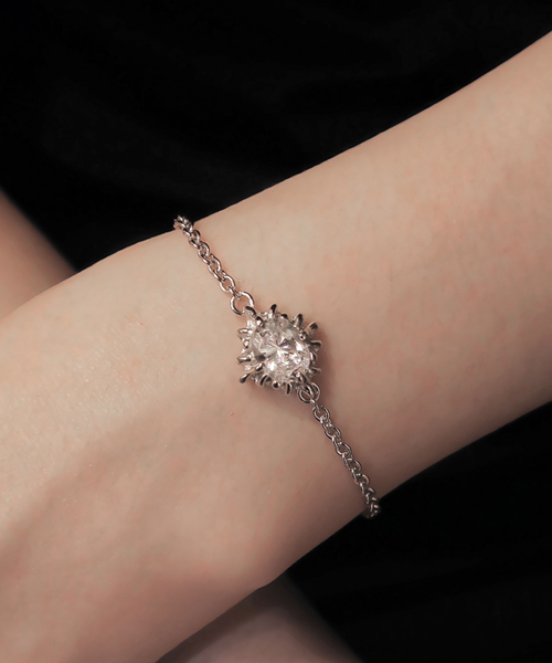 Glow oval stone silver bracelet