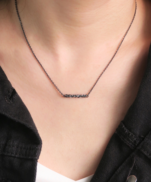 Vein simple bar silver necklace 베인 심플바 블랙 화이트 커플 체인 실버 목걸이