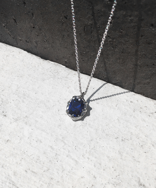 Blueblood square silver necklace 블루블러드 스퀘어 탄생석 사각 실버 목걸이