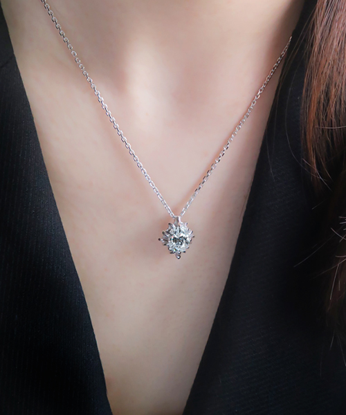 Glow ovalstone silver necklace 글로우 오벌스톤 탄생석 큐빅 실버 목걸이